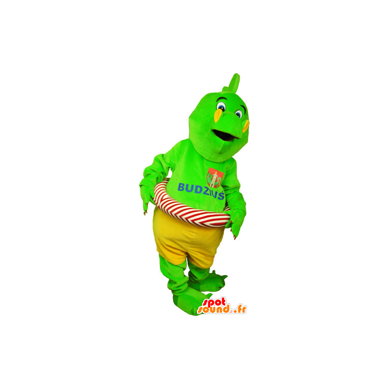 Grüne Dinosaurier Maskottchen auffällige Shorts mit einer Boje - MASFR032809 - Maskottchen-Dinosaurier