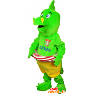 Grüne Dinosaurier Maskottchen auffällige Shorts mit einer Boje - MASFR032809 - Maskottchen-Dinosaurier