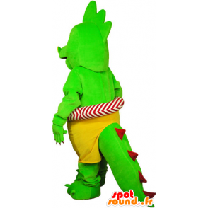 Grüne Dinosaurier Maskottchen auffällige Shorts mit einer Boje - MASFR032809 - Maskottchen-Dinosaurier