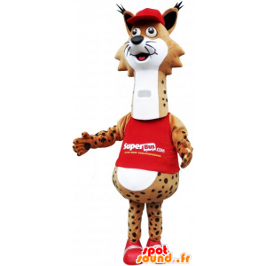 Mascot lince divertente macchiato con un vestito rosso - MASFR032810 - Mascotte non classificati