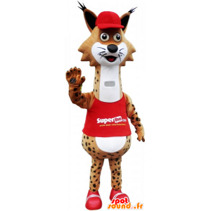 Mascot lince divertente macchiato con un vestito rosso - MASFR032810 - Mascotte non classificati