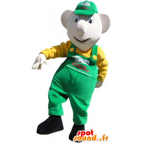 Sneeuwman Mascot overalls en groene dop - MASFR032811 - man Mascottes