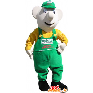 Sneeuwman Mascot overalls en groene dop - MASFR032811 - man Mascottes