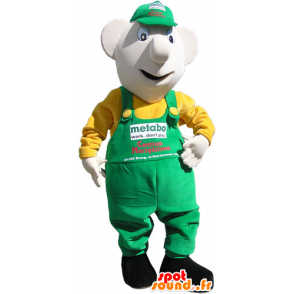 Snowman Mascot overalls and green cap - MASFR032811 - Human mascots