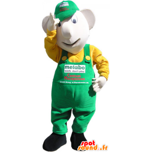 Sneeuwman Mascot overalls en groene dop - MASFR032811 - man Mascottes