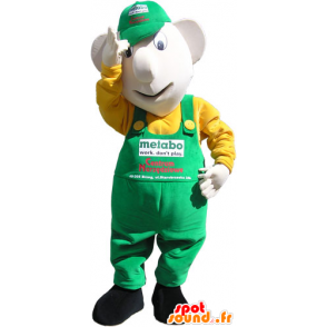 Snowman Mascot overalls and green cap - MASFR032811 - Human mascots