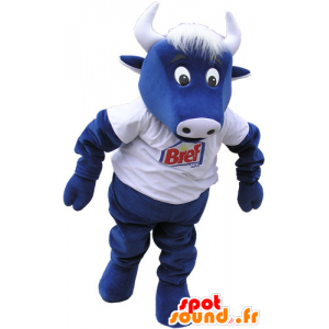 Mascot blaue Kuh mit einem weißen Hemd - MASFR032812 - Maskottchen Kuh