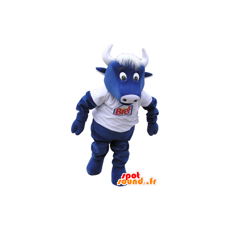 Mucca mascotte blu con una camicia bianca - MASFR032812 - Mucca mascotte