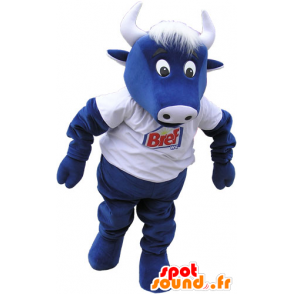 Mascot blue cow with a white shirt - MASFR032812 - Mascot cow