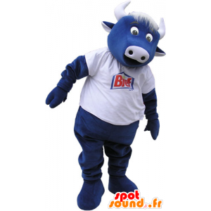 Mascot blue cow with a white shirt - MASFR032812 - Mascot cow