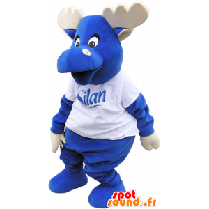 Tutti mascotte slancio blu con legno e una t-shirt bianca - MASFR032813 - Animali della foresta