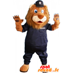 Brown lion mascot in police uniforms - MASFR032814 - Lion mascots