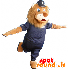 La mascota del león marrón con uniformes de policía - MASFR032814 - Mascotas de León