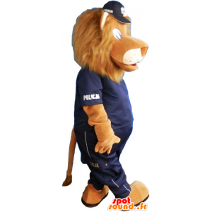 La mascota del león marrón con uniformes de policía - MASFR032814 - Mascotas de León