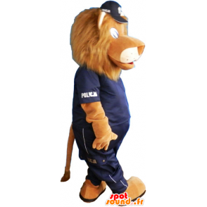 Brown lion mascot in police uniforms - MASFR032814 - Lion mascots