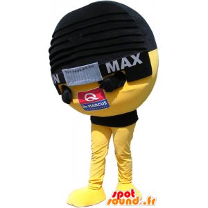 Maskot obří černý a žlutý mikrofon