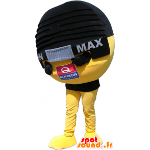 Svart och gul mikrofonmaskot, jätte - Spotsound maskot