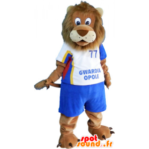 Mascot grande leão marrom no sportswear - MASFR032816 - mascote esportes
