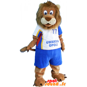 Mascotte grote bruine leeuw in sportkleding - MASFR032816 - sporten mascotte