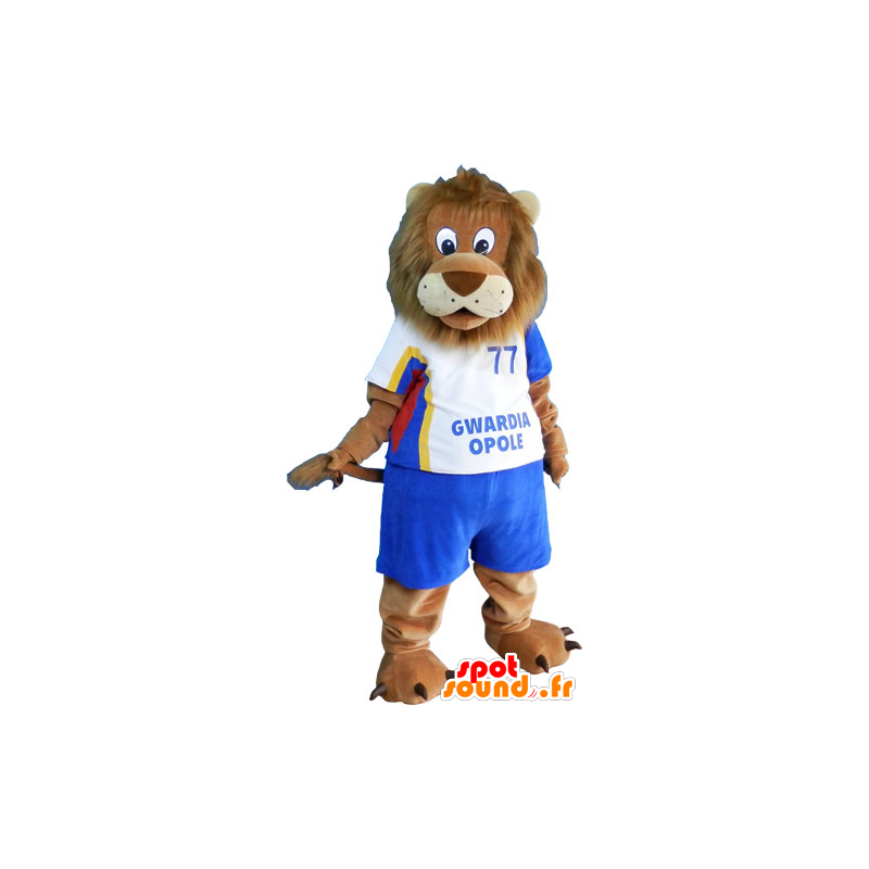 Gran mascota del león marrón en ropa deportiva - MASFR032816 - Mascota de deportes