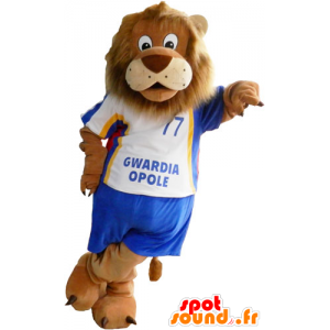 Maskotka duży brązowy lew w sportowej - MASFR032816 - sport maskotka