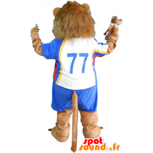 Gran mascota del león marrón en ropa deportiva - MASFR032816 - Mascota de deportes