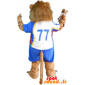 Mascotte grote bruine leeuw in sportkleding - MASFR032816 - sporten mascotte