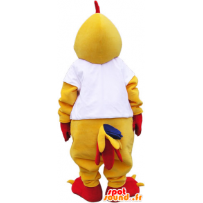 Mascotte cazzo gigante giallo e rosso con una camicia bianca - MASFR032818 - Mascotte di galline pollo gallo