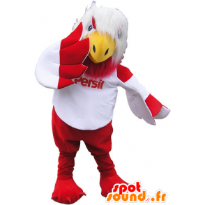 Rosso e bianco mascotte uccello gigante - MASFR032819 - Mascotte degli uccelli
