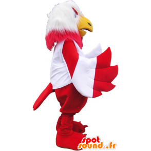 Kæmpe hvid og rød fuglemaskot - Spotsound maskot