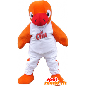 Arancio pinguino mascotte vestito in bianco - MASFR032824 - Mascotte pinguino