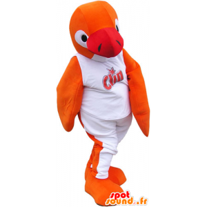 Arancio pinguino mascotte vestito in bianco - MASFR032824 - Mascotte pinguino