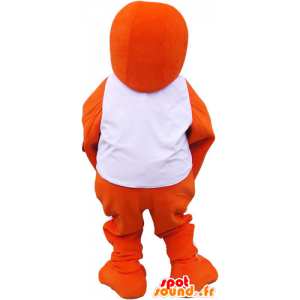 Orange pingvinmaskot i vit outfit - Spotsound maskot