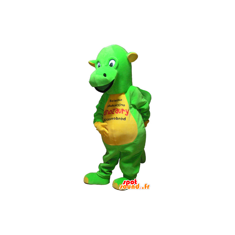 Flashy yellow and green dinosaur mascot - MASFR032825 - Mascots dinosaur