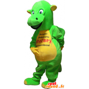 Flashy gele en groene dinosaurus mascotte - MASFR032825 - Dinosaur Mascot