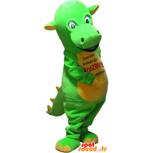 Flashy yellow and green dinosaur mascot - MASFR032825 - Mascots dinosaur