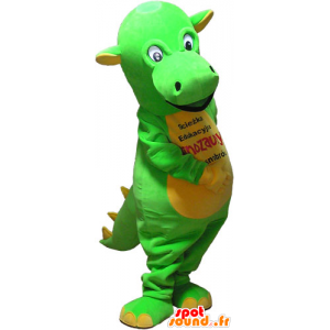 Jaskrawy żółty i zielony dinozaur maskotka - MASFR032825 - dinozaur Mascot