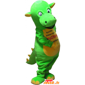 Appariscente giallo e verde dinosauro mascotte - MASFR032825 - Dinosauro mascotte