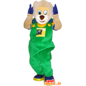 Pooh mascot overalls and holding colorful - MASFR032826 - Bear mascot