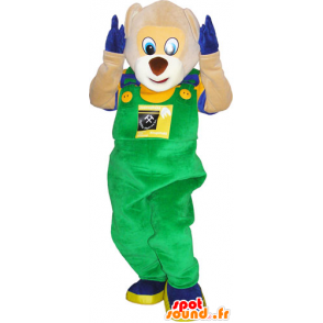 Pooh mascot overalls and holding colorful - MASFR032826 - Bear mascot