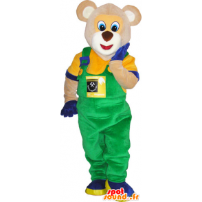 Pooh mascot overalls and holding colorful - MASFR032826 - Bear mascot