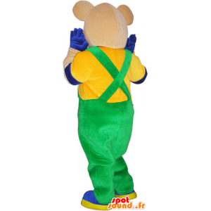 Pooh mascot overalls and holding colorful - MASFR032826 - Bear mascot