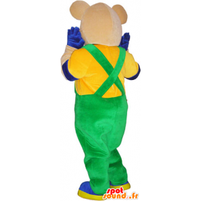 Pooh mascot overalls and holding colorful - MASFR032826 - Bear mascot