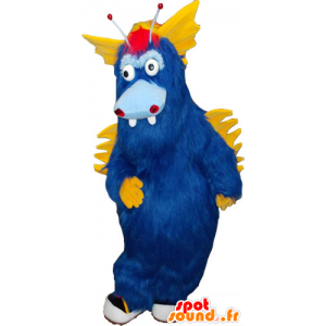 Mascot grande monstro peludo azul e amarelo tudo - MASFR032827 - mascotes monstros