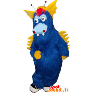 Stor furry blå og gul monster maskot - Spotsound maskot