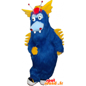 Stor furry blå och gul monster maskot - Spotsound maskot