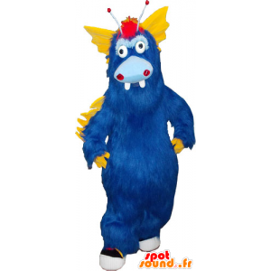 Mascotte de gros monstre bleu et jaune tout poilu - MASFR032827 - Mascottes de monstres