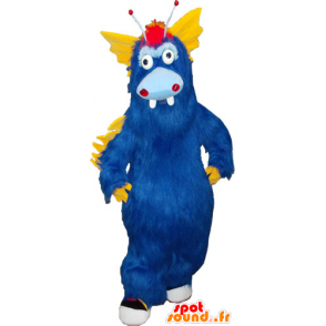 Stor furry blå och gul monster maskot - Spotsound maskot