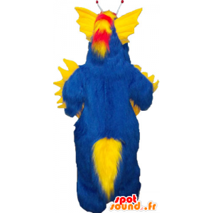 Mascotte de gros monstre bleu et jaune tout poilu - MASFR032827 - Mascottes de monstres