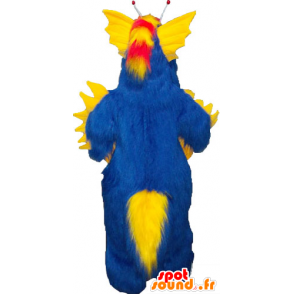 Mascot grande monstro peludo azul e amarelo tudo - MASFR032827 - mascotes monstros